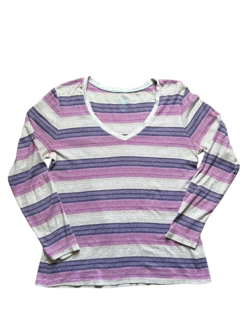 VTG 2010 Old Navy Striped V-Neck Long Sleeve Tee Size XL Indie Sleeze Tumbir Era